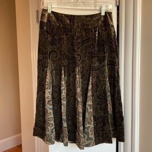 Ann Taylor Loft silk blend velvet and chiffon paisley skirt